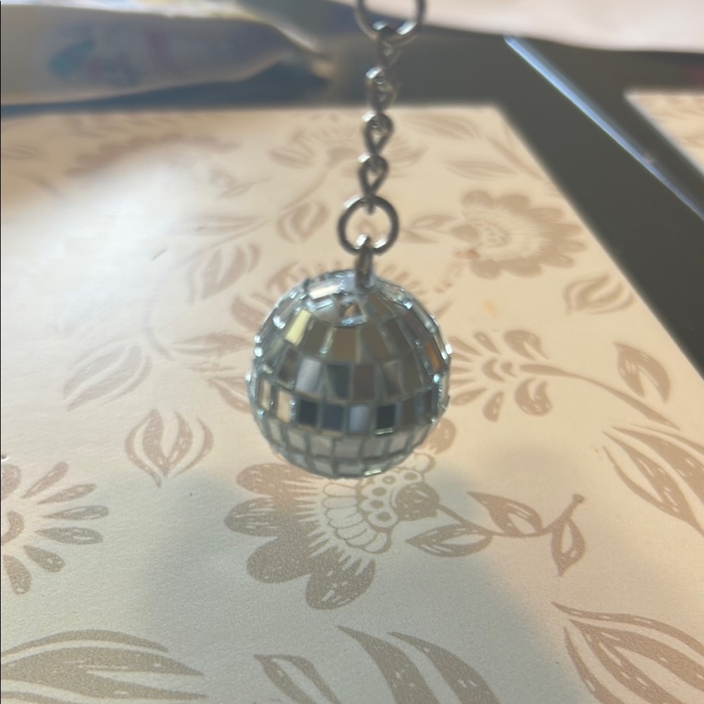 Silver Disco Ball Keychain